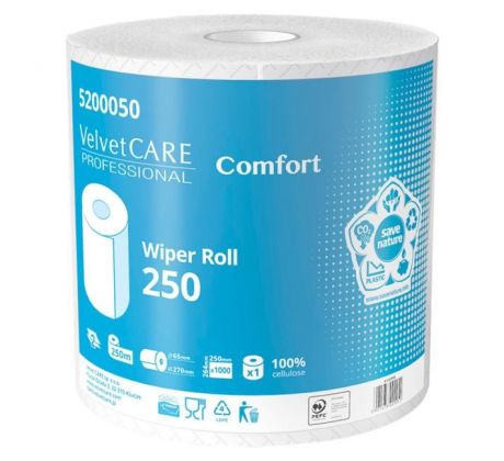 Papierové utierky v rolke 2 -vrstvové VELVET CARE 250m (2ks)