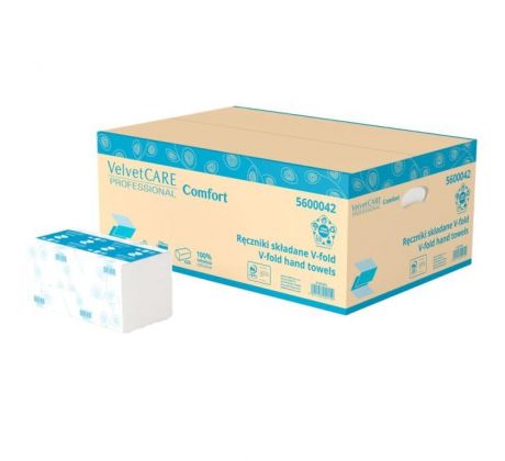 Papierové utierky skladané ZZ 2-vrstvové VELVET CARE 100%celulóza, 23x23cm (20bal.)