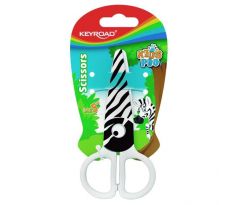 Školské nožnice KEYROAD, blister, motív zebra, biele a čierne