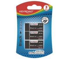Guma KEYROAD Black, blister 3 ks, čierna