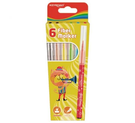 Sada popisovačov KEYROAD Fiber Marker, 6 ks, mix farieb