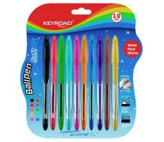 Guľôčkové pero KEYROAD Soft Jet 0,7 mm, blister 10 ks, mix farieb