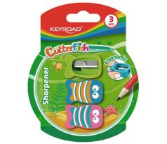 Strúhadlo KEYROAD CUTTER FISH plastové, blister 3 ks, mix farieb