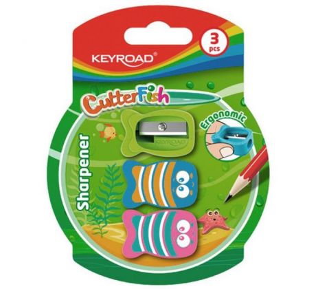 Strúhadlo KEYROAD CUTTER FISH plastové, blister 3 ks, mix farieb