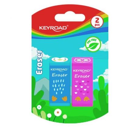 Guma KEYROAD Zvieratá, blister 2 ks, mix farieb