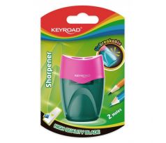 Strúhadlo KEYROAD plastové s dvomi otvormi, blister, mix farieb
