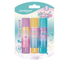 Lepiaca tyčinka KEYROAD Pastel, blister 3 ks, mix farieb