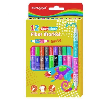 Školské fixky KEYROAD DUO, 12 ks/24 farieb