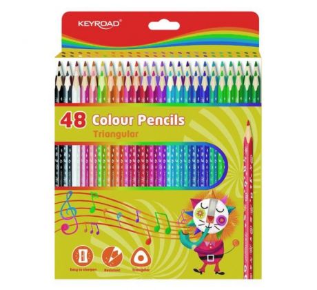 Farbičky KEYROAD drevené 48 ks, mix farieb