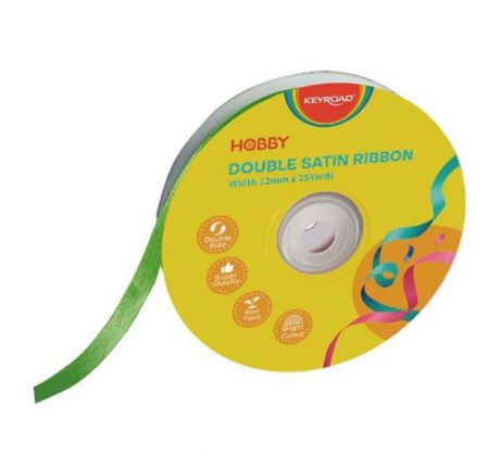 Stuha KEYROAD dvojitá saténová 12 mm x 22,86 m na cievke, zelená
