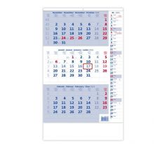 Trojmesačný kalendár modrý s poznámkami 2025