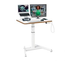 Stôl na sedenie/státie elektrický s kompaktnou doskou, biely