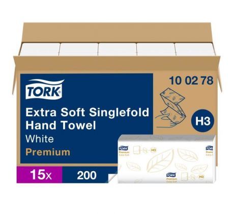Papierové utierky extra jemné ZZ/C 2-vrstv. TORK Singlefold biele H3 (15bal.)