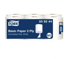 Papierové utierky v rolke so stred. odvíjaním 2-vrstv. TORK Basic biele M2 (6ks)