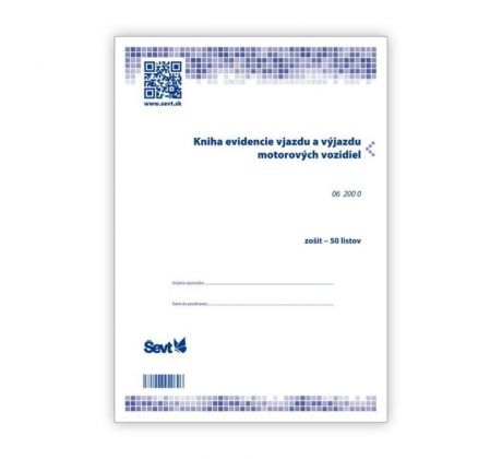 Kniha evidencie vjazdu a výjazdu motorových vozidiel, A4, 50 listov
