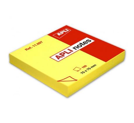 Samolepiaci bloček jasnožltý 75x75mm 100 lístkov APLI notes