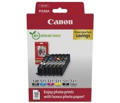 kazeta CANON PGI-530PGBK + CLI-531 BK/C/M/Y/GY PACK PIXMA TS8750/TS8751 + GP501 10x15 (6117C004)
