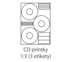 etikety ECODATA Samolepiace 3xCD-KRUH univerzálne biele 3ks/A4 (100 listov A4/bal.) (ECO-3CD-KRUH-100)