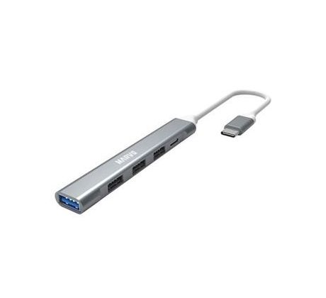 USB hub 5-portový, Marvo UH-008, USB 3.0 typ C, šedý (UH008)