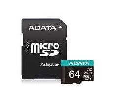 Pamäťová karta ADATA Premier micro SDXC karta 64GB UHS-I U3 Class 10 + adaptér (AUSDX64GUI3V30SA2-RA1)