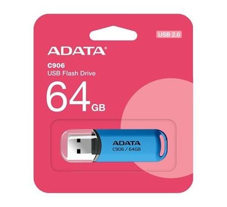 USB kľúč ADATA Classic Series C906 64GB USB 2.0 snap-on cap design, modrý (AC906-64G-RWB)
