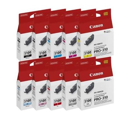 kazeta CANON PFI-5100 MBK/PBK/C/M/Y/PC/PM/R/GY/CO PACK iPF PRO-310 (10x 14,4 ml) (6951C009)